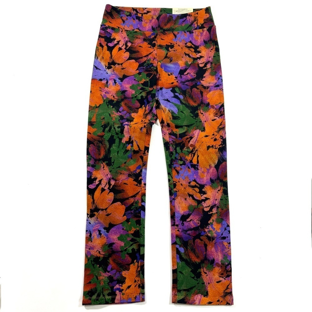 New Soft Surroundings Straight Leg Ankle Pants Floral Pull On